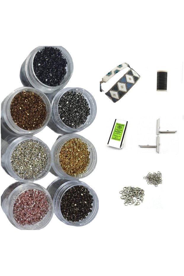 Miyuki Delica Special Coating Beads Set with 5 Pairs of Closure Ring and Clips