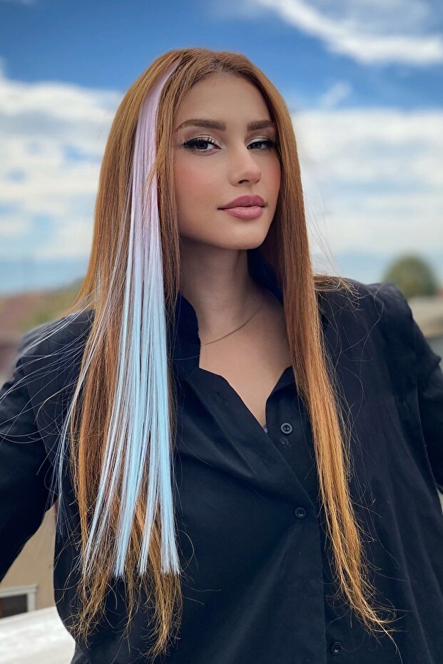 Yan Çıt Çıt Postiş / Ombre Iki Renkli / 50 Cm