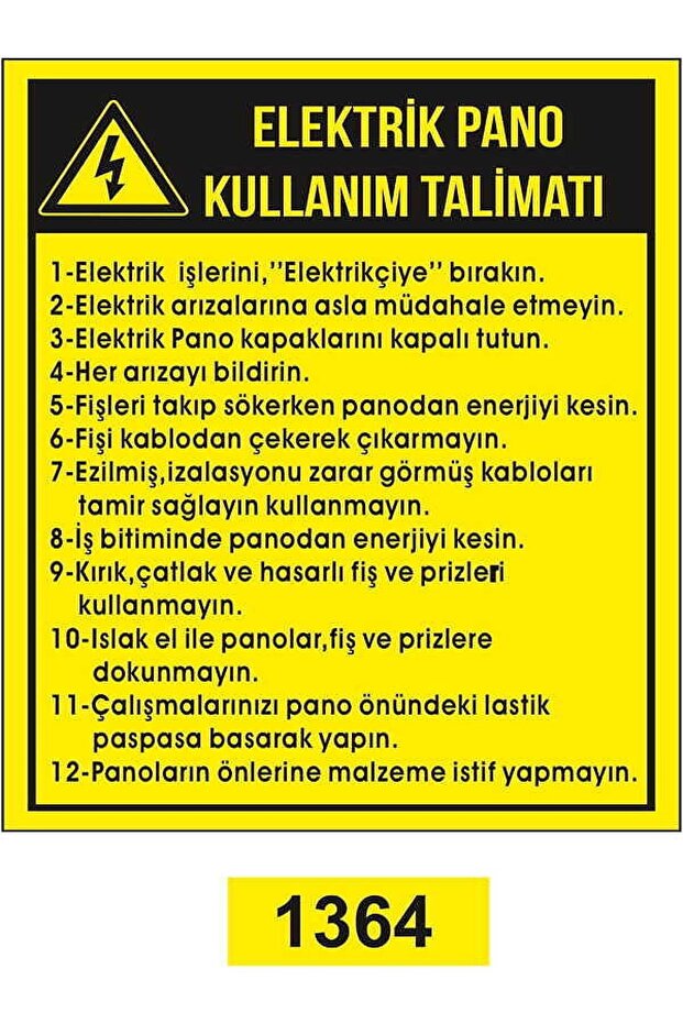 Electrical Panel Instruction Warning/Warning Sign