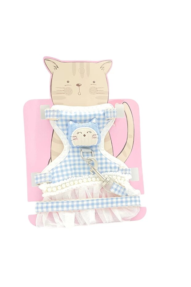 Cat Small Breed Dog Chest Harness Extendable Mesh Blue