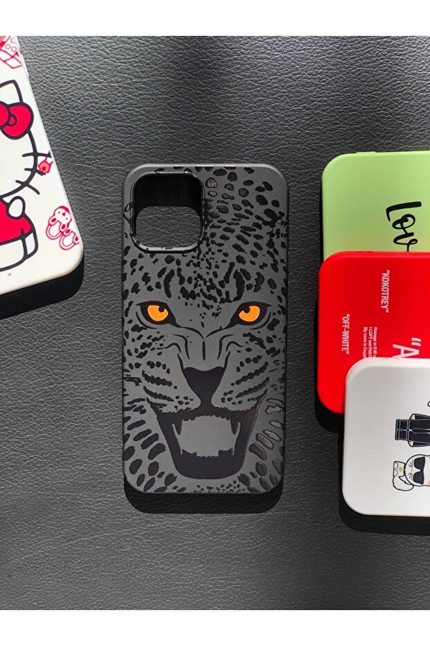 iPhone 12 Pro Max Phone Case Tiger Black Patterned, Velvet Inside Launch Case - 1