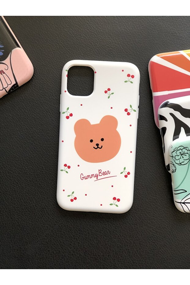 iPhone 11 Compatible Camera Protected Model Gummy Bear Pattern Interior Suede Case - 1