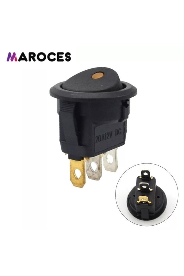 5 Pcs Ic-132 Round Dot Illuminated Yellow Switch On-Off 3P 12V
