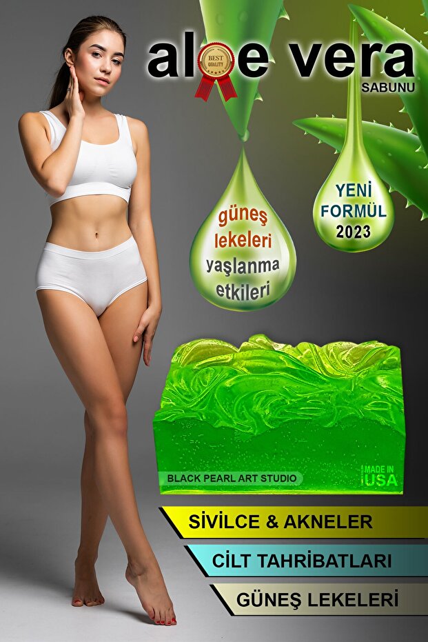 Aloe Vera Hand and Bath Soap with Acne, Acne, Skin Irritation, Sun Spot, Anti-Aging Effect