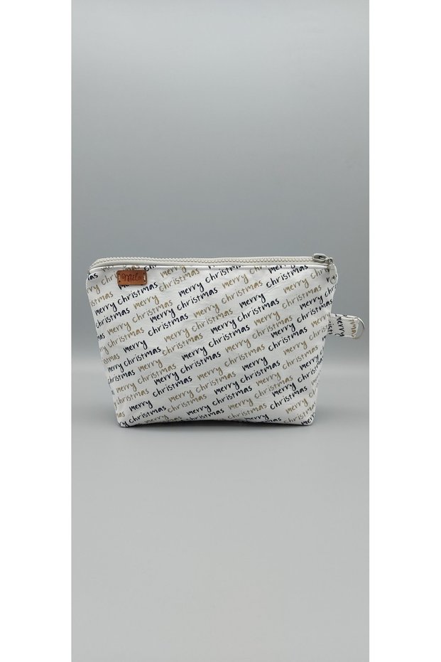 White Merry Christmas Makeup Bag