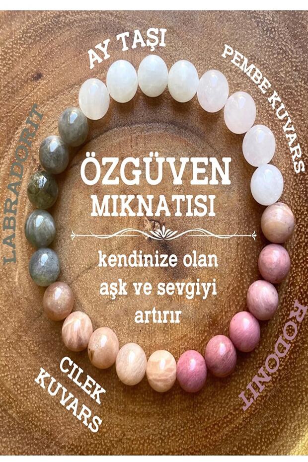 Certified Confidence Magnet Natural Stone Bracelet (Moonstone,Rodonite,Pink Quartz,Strawberry Quartz,Labradorite)