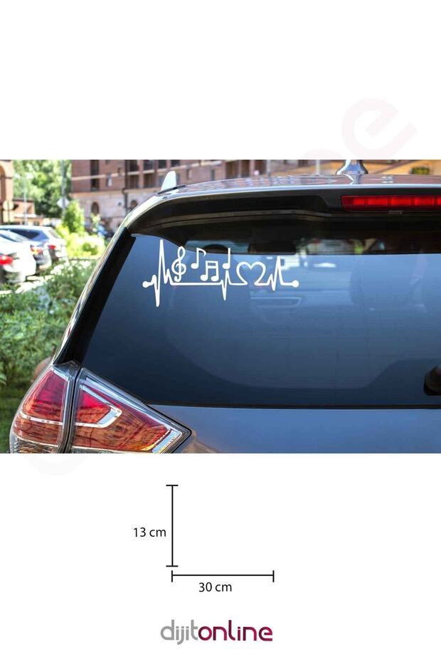 Rear Window - Heart Pulse Note - Auto Sticker 30 Cm