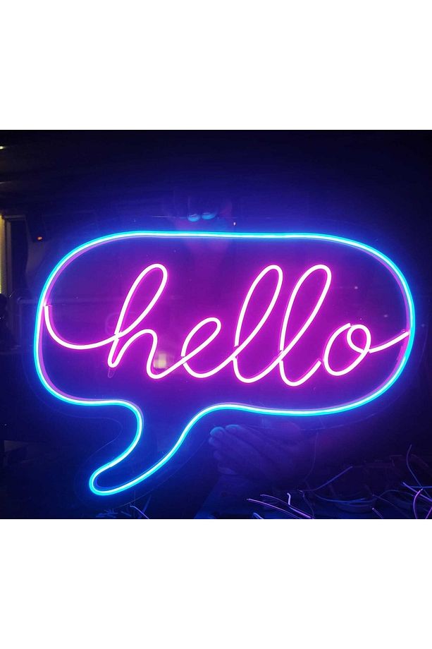Zone Hello Dekoratif Renkli Işıklı Duvar Aydınlatması Tablo Tabela - 1
