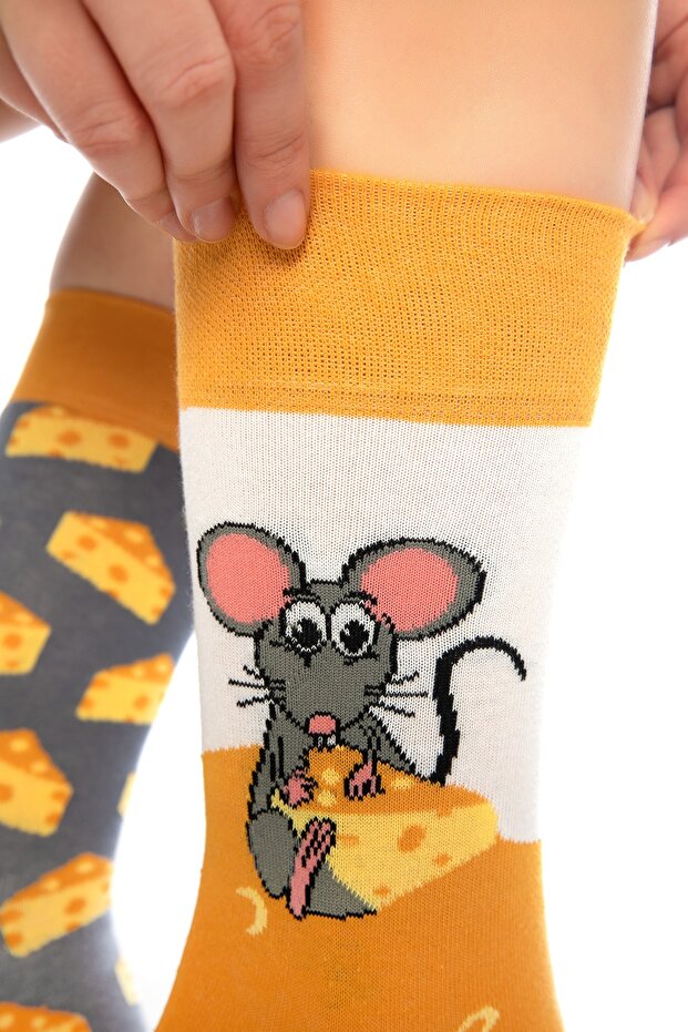 جوارب ملونة منقوشة بجبنة الفأر - 7