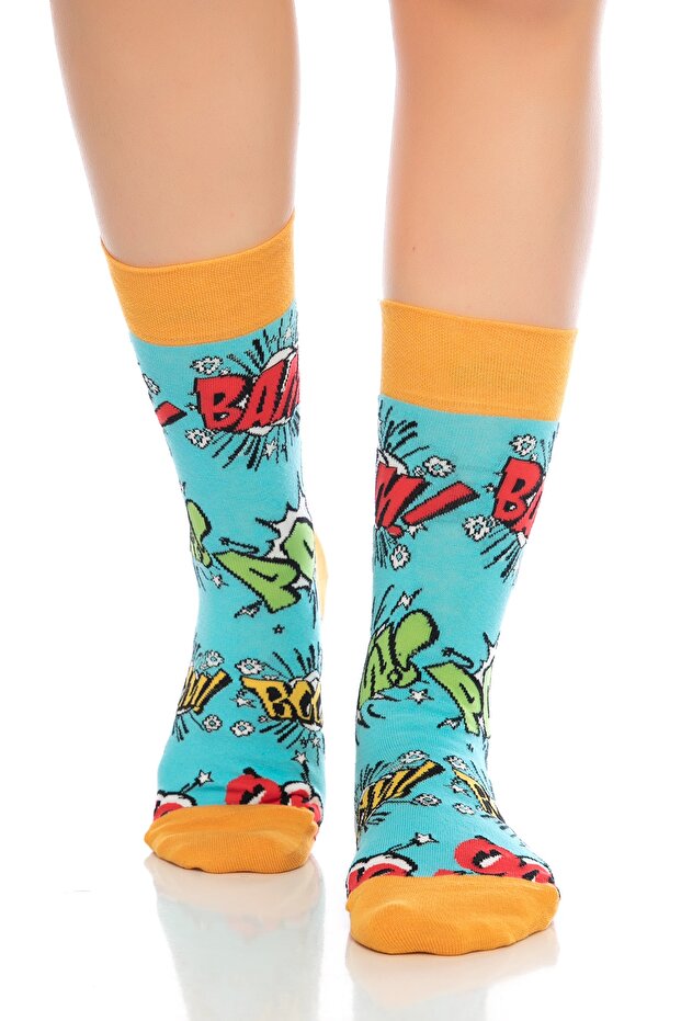 Comics Patterned Colorful Socket Socks - 2