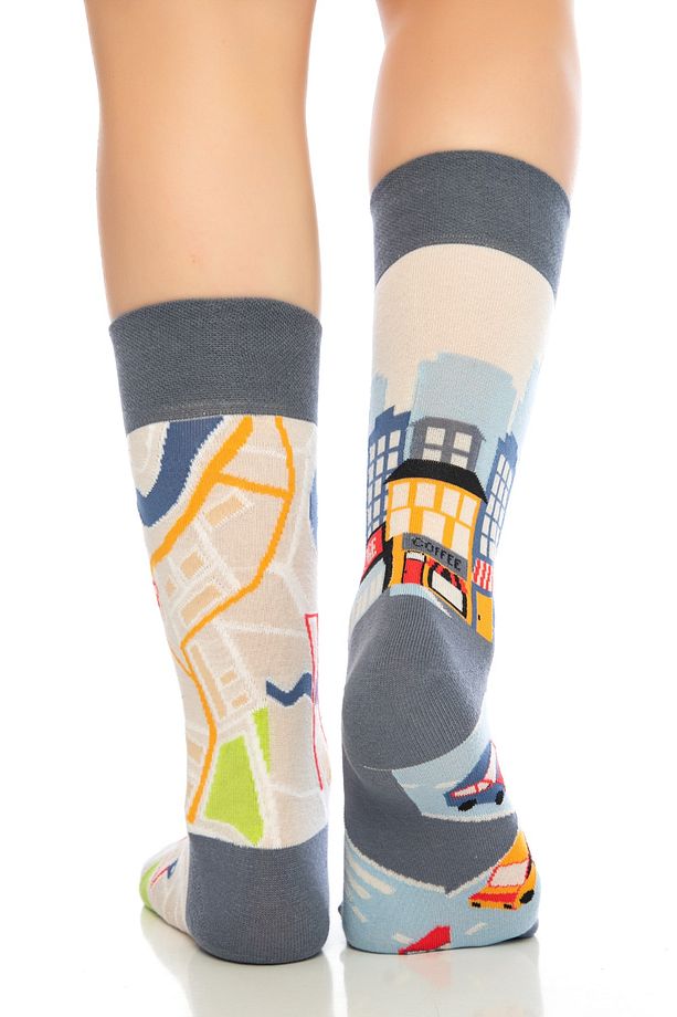 Unisex Mavi Yol Hikayesi Neşeli Çoraplar - 3