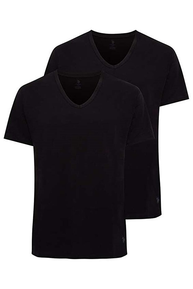 Men'S, Licensed, Uspa, Black, Cotton Short Sleeve V-Neck 2'Li Undershirt
