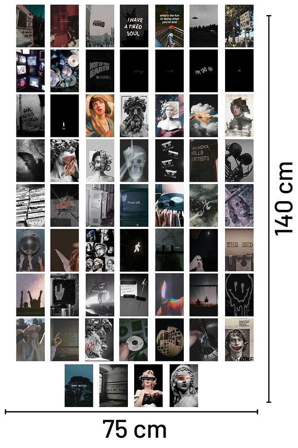 Grunge Poster Seti - Kolaj Seti - Oda Dekoru - Duvar Posteri - Yapışkanlı - Duvar Dekoru - 60 Adet - 4