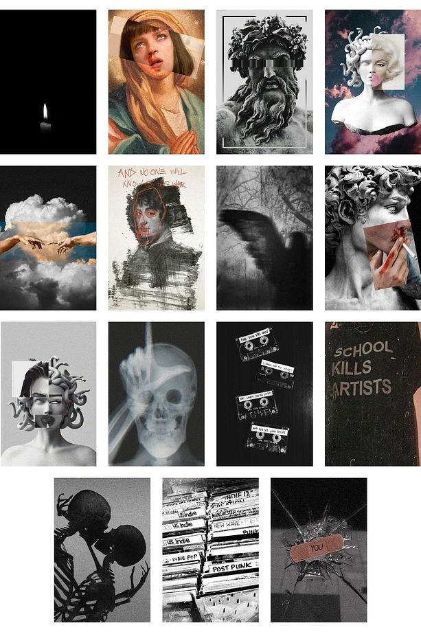 Grunge Poster Seti - Kolaj Seti - Oda Dekoru - Duvar Posteri - Yapışkanlı - Duvar Dekoru - 60 Adet - 6