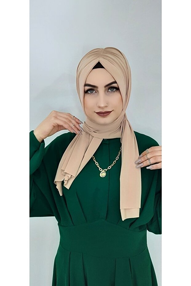 شال جاهز برباط بلون البشرة