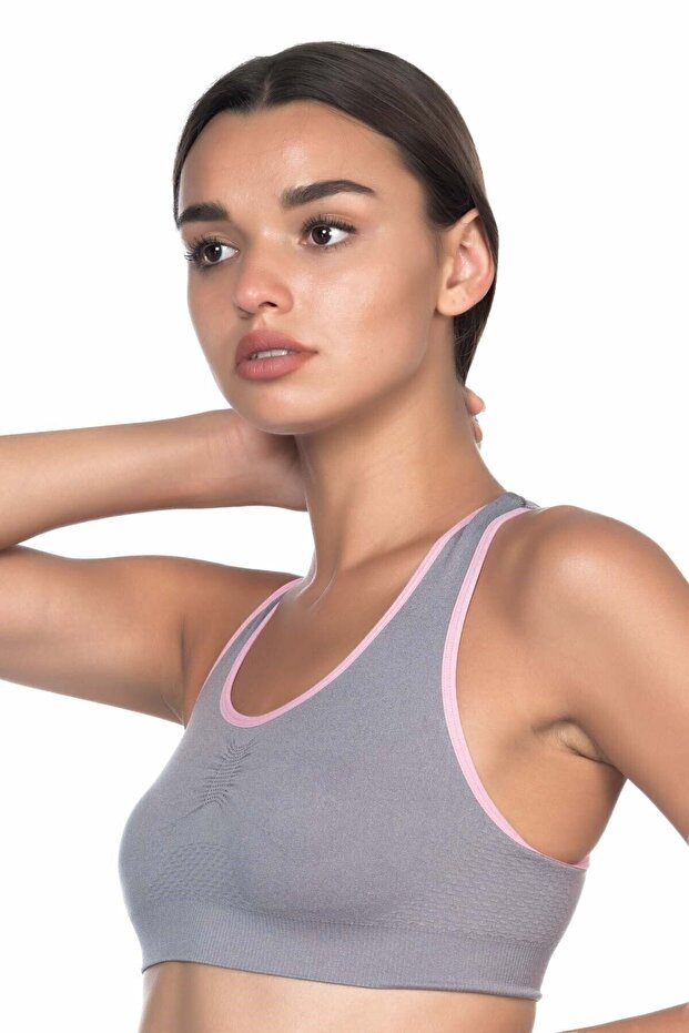 4024 Women's Sports Bustier Bra Grey/pink