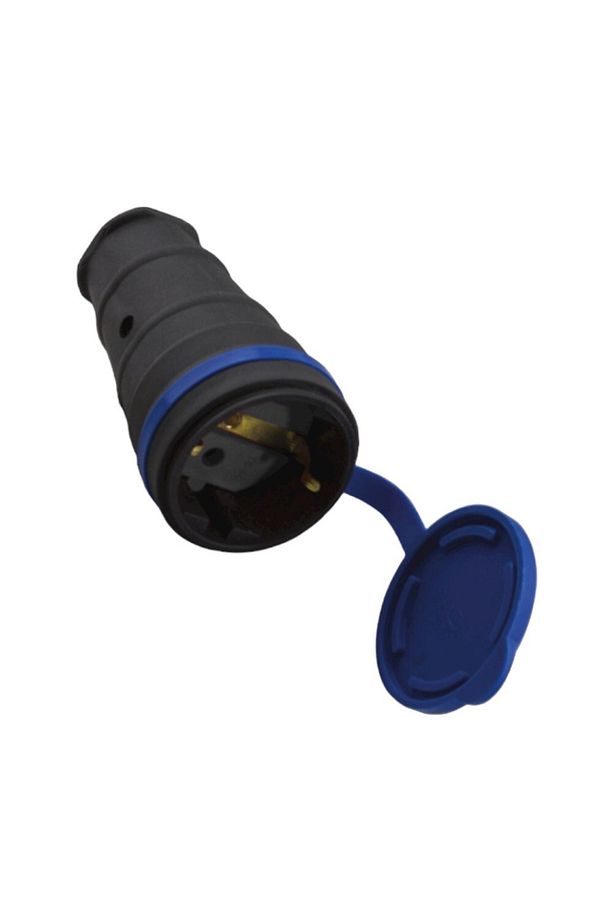 Kauçuk 1 X 16 Amper Monofaze Kapaklı Seyyar Priz - 220 Volt - Siyah - Or2103 - 1