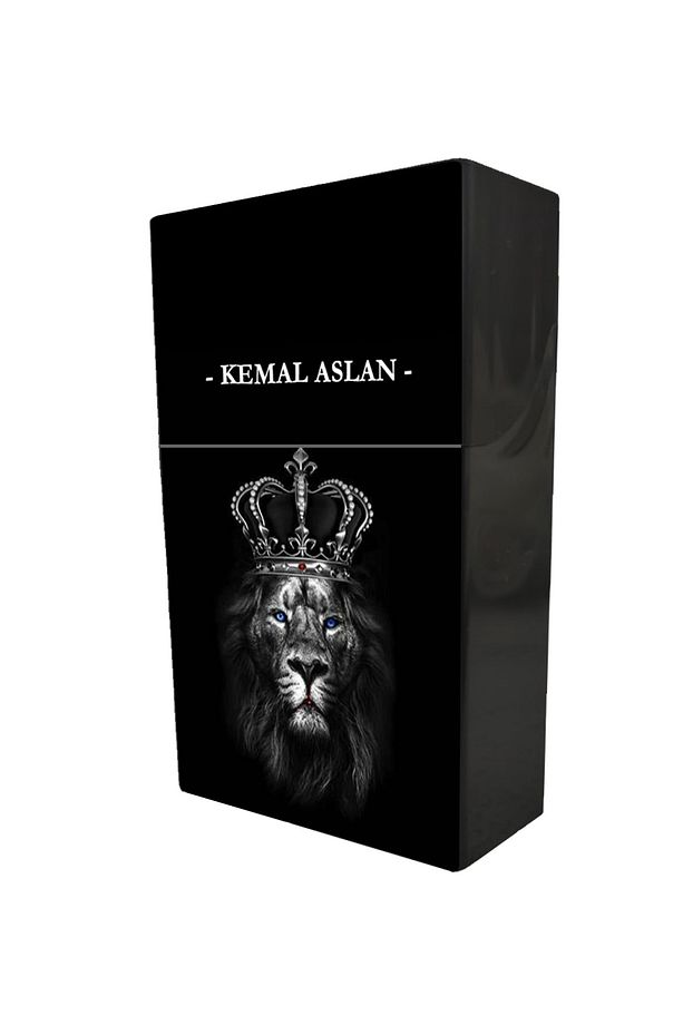 Aslan Baskılı Standart Boy Siyah Sigara Kutusu - 3