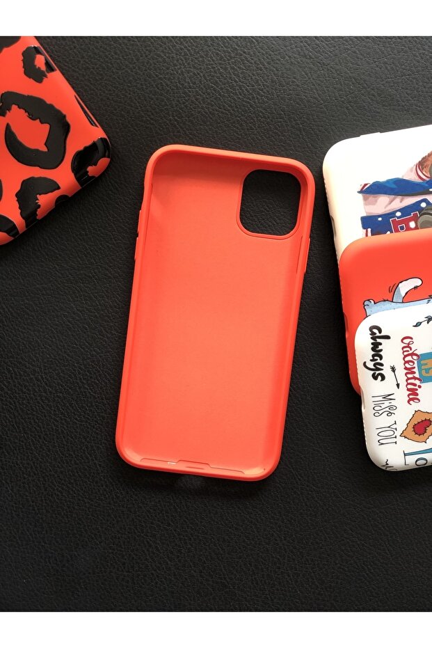 iPhone 11 Camera Protected Model Dark Orange Pattern Inside Suede Launch Case - 2