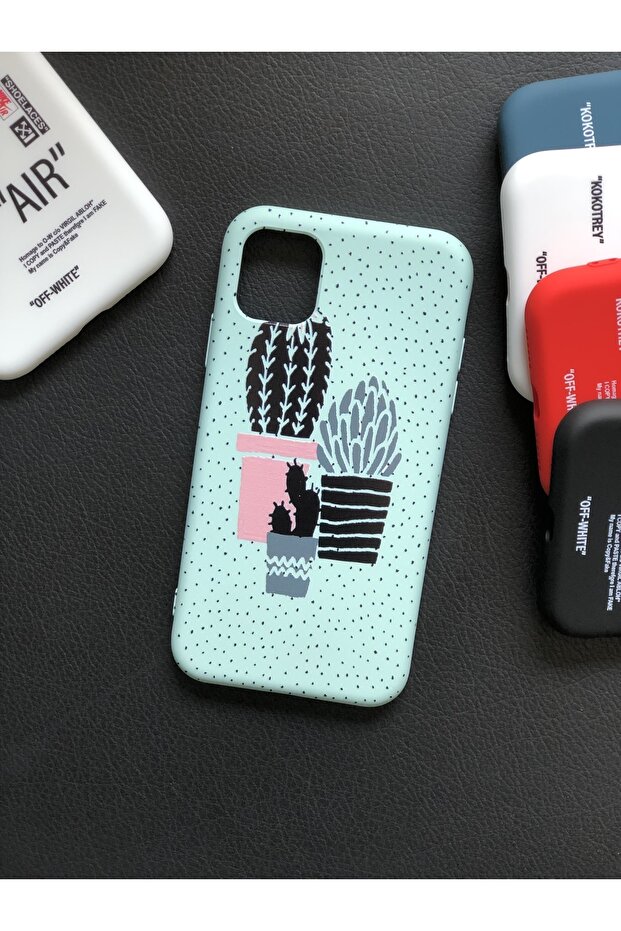 حافظة إطلاق لهاتف آيفون 11 مع حماية للكاميرا ونمط الصبار والجزء الداخلي من الجلد السويدي - 1