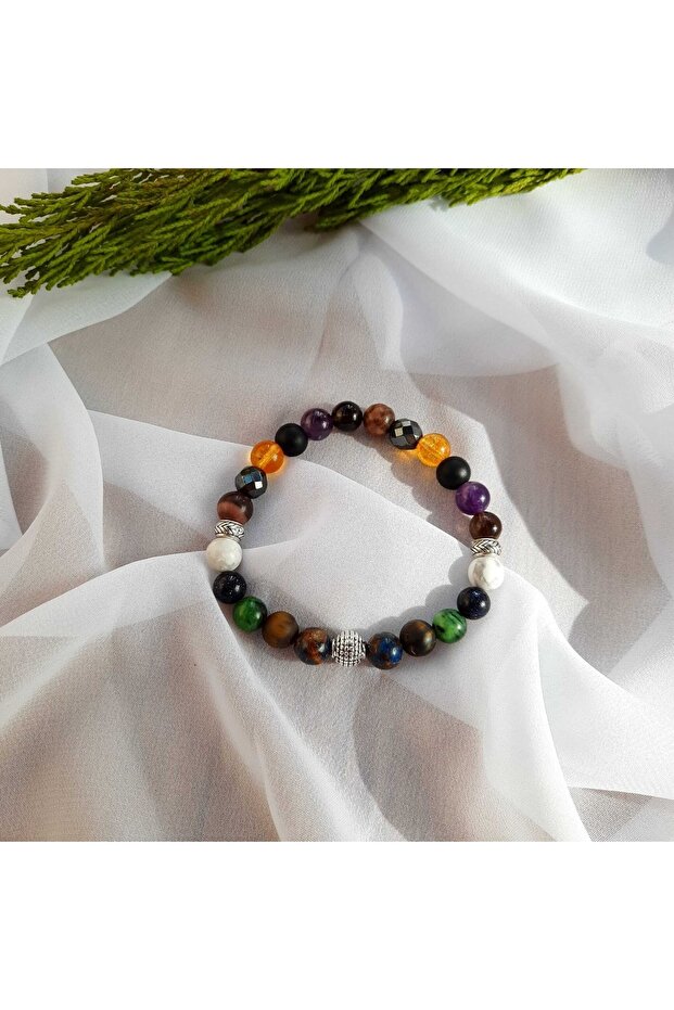 Student Bracelet, Natural Stone Student Bracelet, Student Wristband, Anyolite, Rhodonite, Obsidian