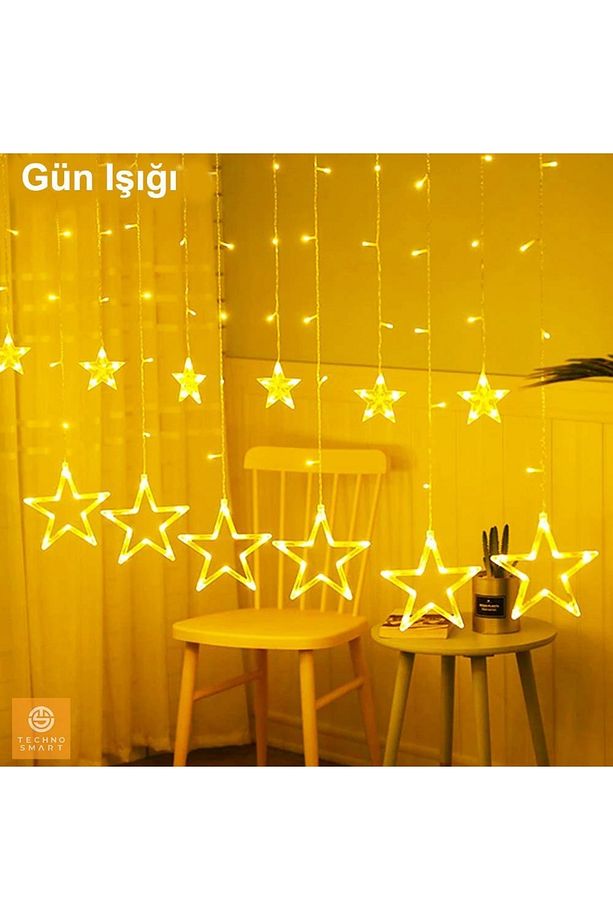 Yıldız Perde Led Işık Animasyonlu Eklenebilir Fişli - 4