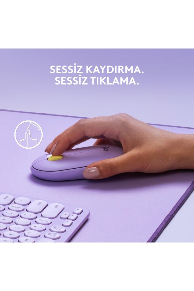 M350 Pebble Sessiz Kablosuz Kompakt Mouse - Lila - 3