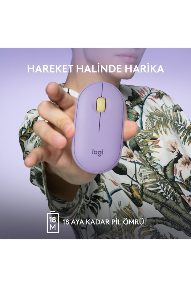 M350 Pebble Sessiz Kablosuz Kompakt Mouse - Lila - 4
