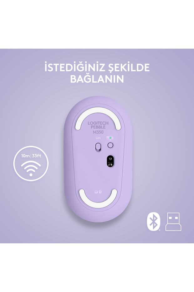 M350 Pebble Sessiz Kablosuz Kompakt Mouse - Lila - 5