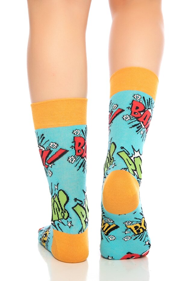 Comics Patterned Colorful Socket Socks - 3