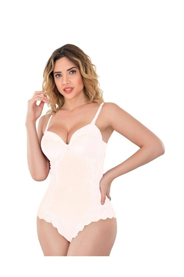 Women's Ecru Agraffiti Lace Push Up Padded Body Bra