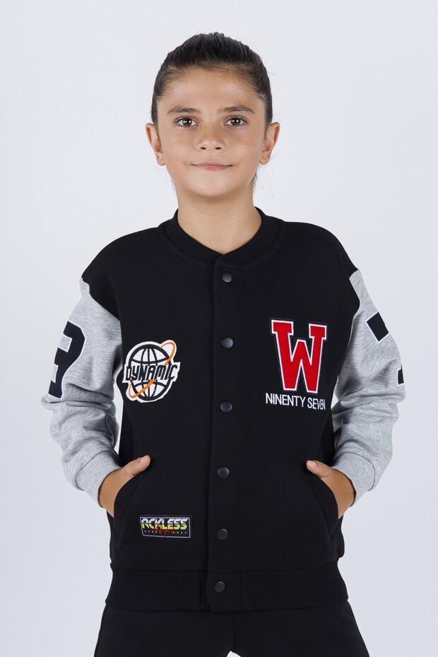 8-14 Years Old Cotton Ribbed Thick Boys' College Jacket