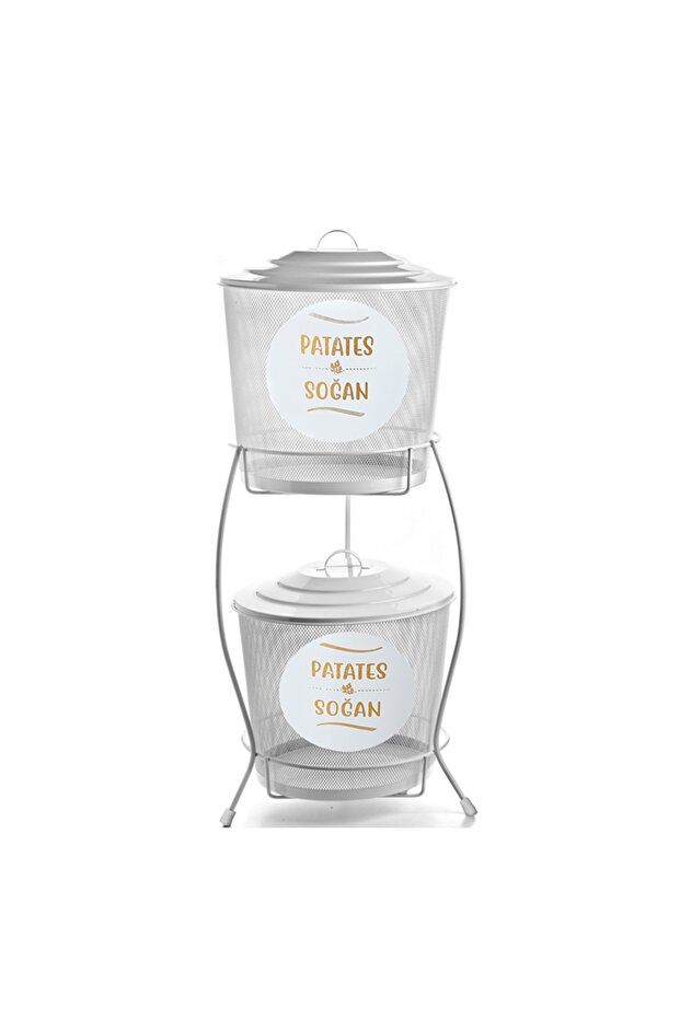 Metal 2 Katlı Sebzelik - Beyaz - 1