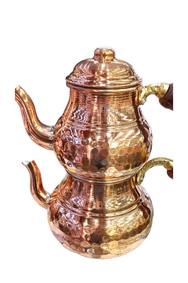 Bakır El Dövmesi Ufak Çaydanlık Takımı - 3