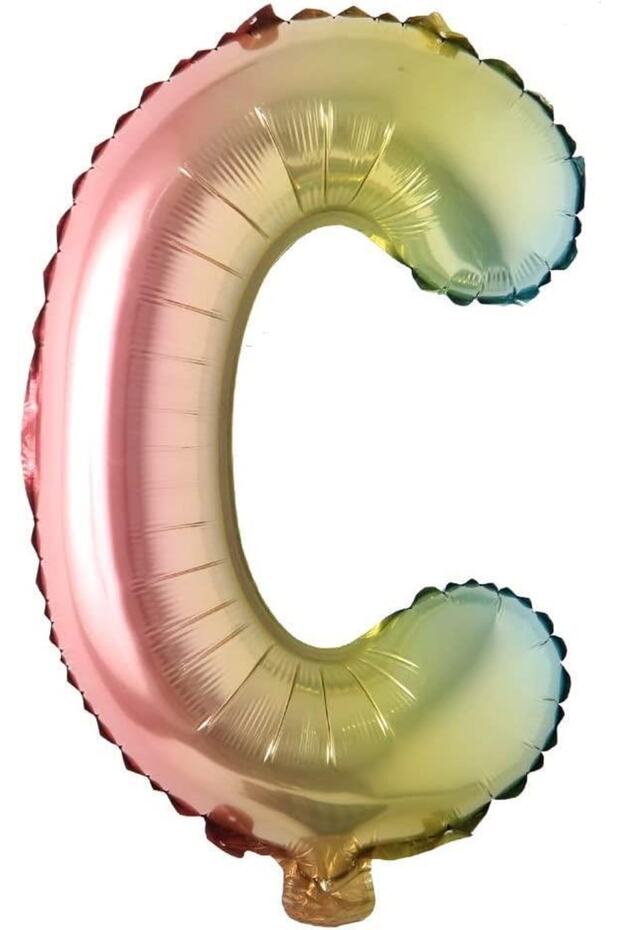C Letter Rainbow Foil Balloon16 Inch 36 cm
