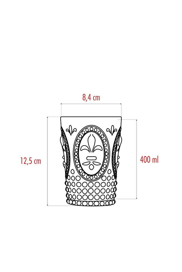Akrilik Kırmızı 6'lı Kısa Bardak & Su Meşrubat Kahve Yanı Bardağı 400 Ml ( Cam Değildir ) - 4