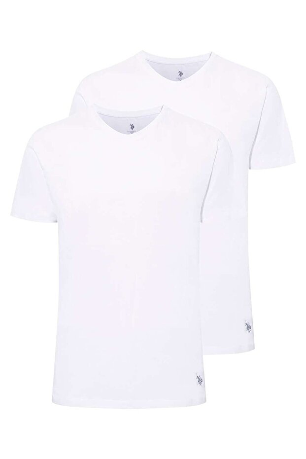 Men's Licensed, Uspa, White, Cotton- Modal 2-Piece Short Sleeve Round Neck Undershirt
