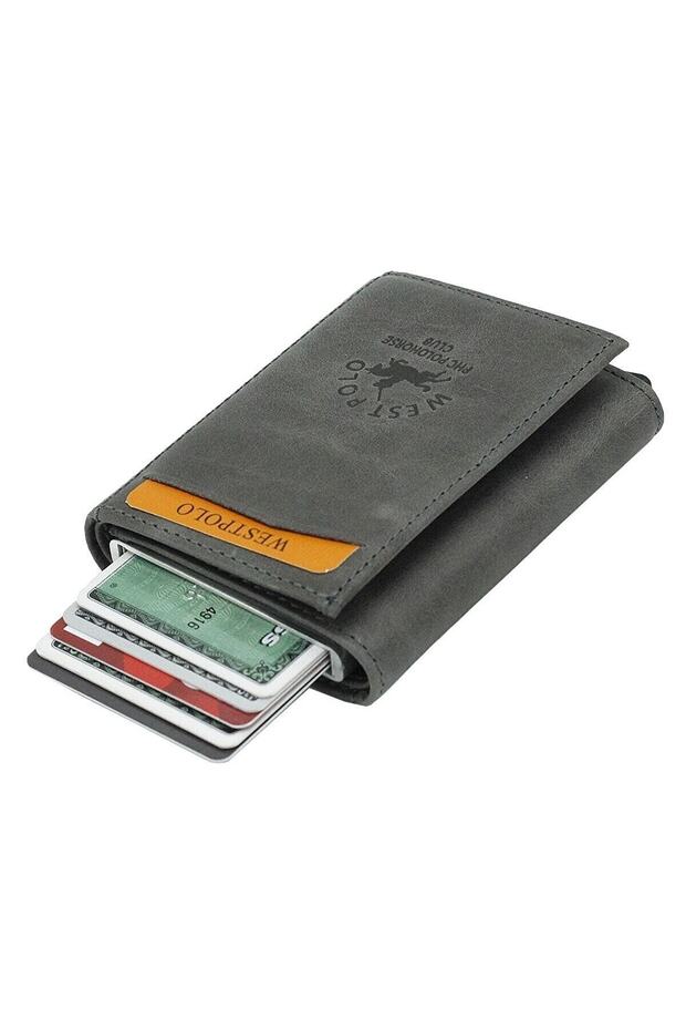 West Polo Gray Genuine Leather Wallet Wsp55 5510