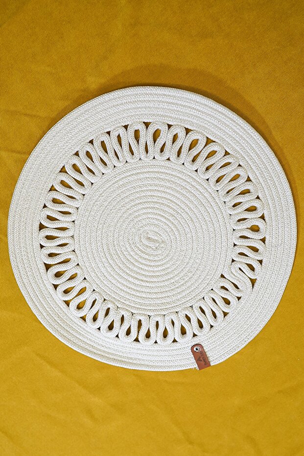 Embroidered Jute Placemat White, Single Charger Plate, Durable, Heat Sensitive, Long Lasting,