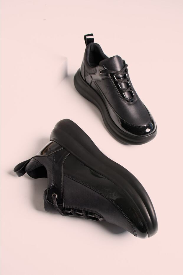 Siyah - Dolgu Topuk Sneaker - 4