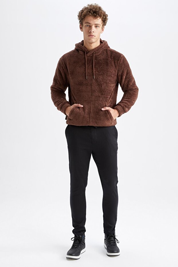 Regular Fit Kapüşonlu Pelüş Sweatshirt - 2