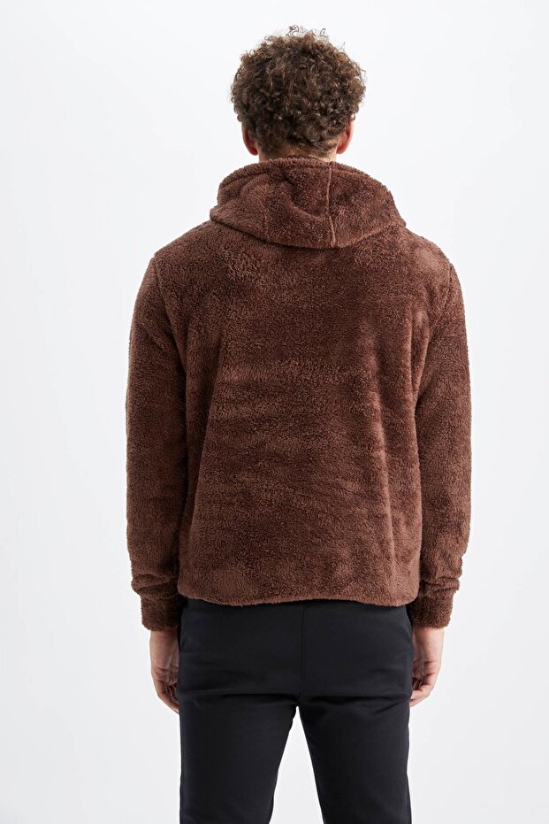 Regular Fit Kapüşonlu Pelüş Sweatshirt - 6