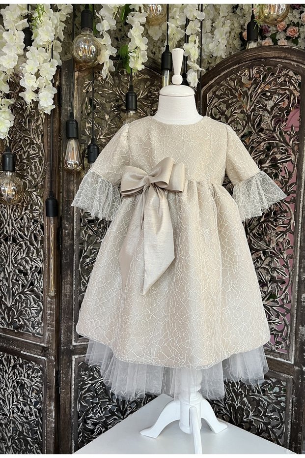 Mink Half Sleeve Girl's Baby Evening Dress Baby Girl Evening Dress