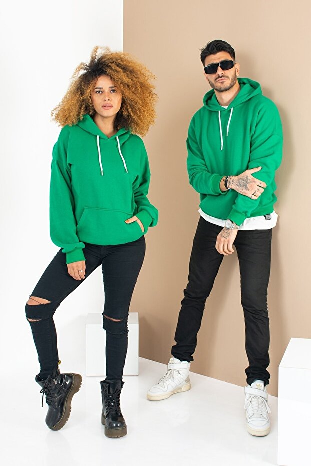 Sirius Group - Basıc Oversize Kapüşonlu Sweatshirt Kanguru Cepli