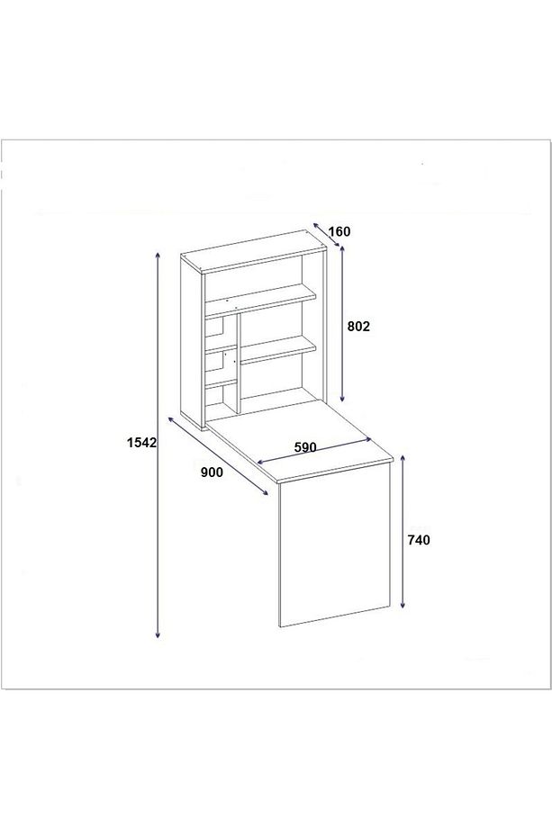 Sedir Raflı Duvara Monte Açılır Kapanır Çalışma Masası Beyaz - Sedir - 5