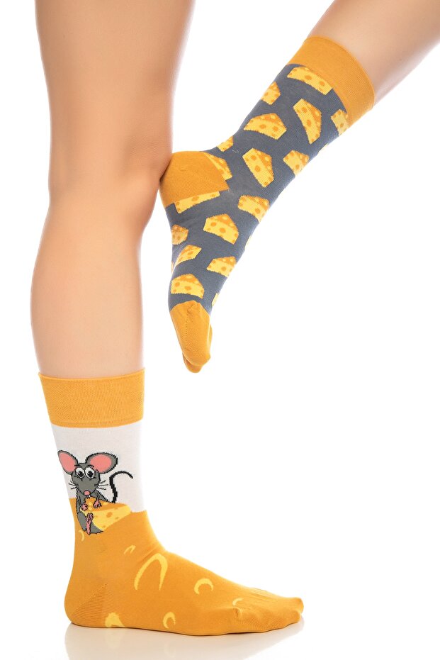 جوارب ملونة منقوشة بجبنة الفأر - 4