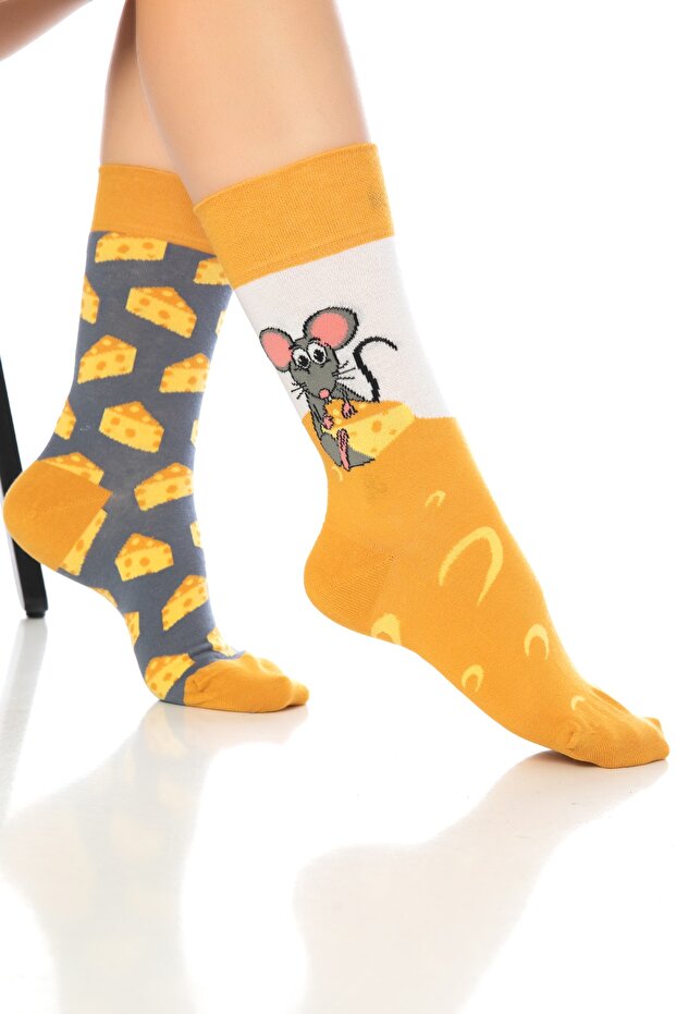 جوارب ملونة منقوشة بجبنة الفأر - 5