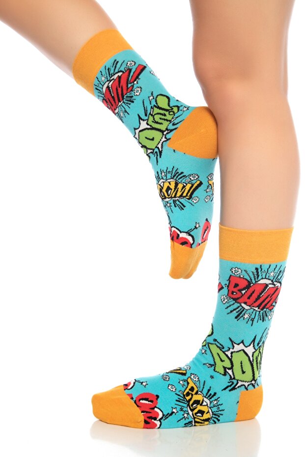 Comics Patterned Colorful Socket Socks - 4