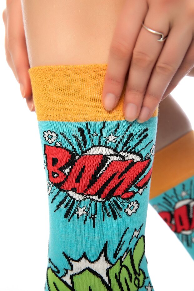 Comics Patterned Colorful Socket Socks - 7