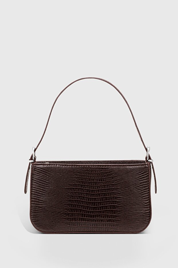 Women's Brown Buckle Baguette Bag 208